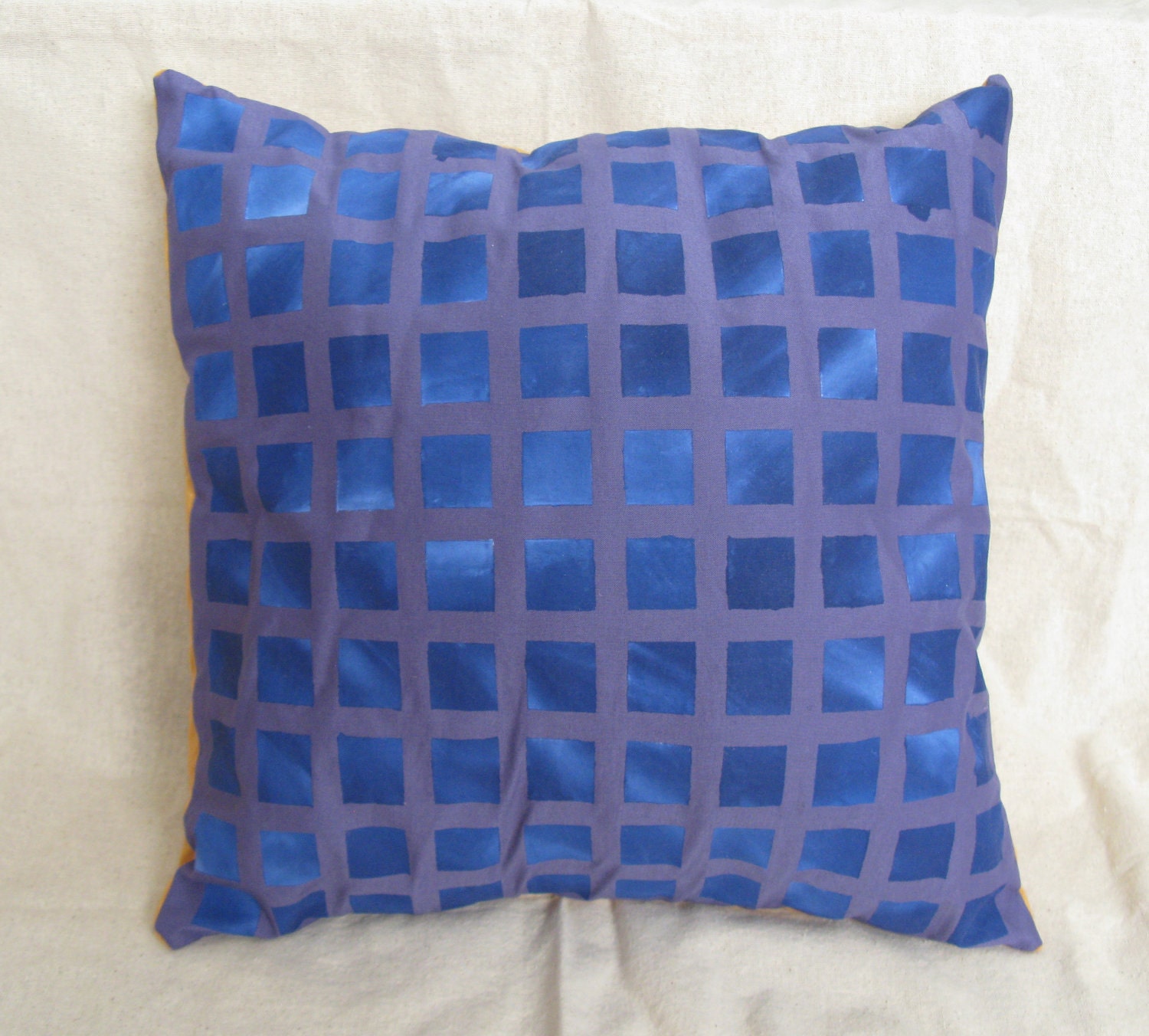 Blue squares pillow cover