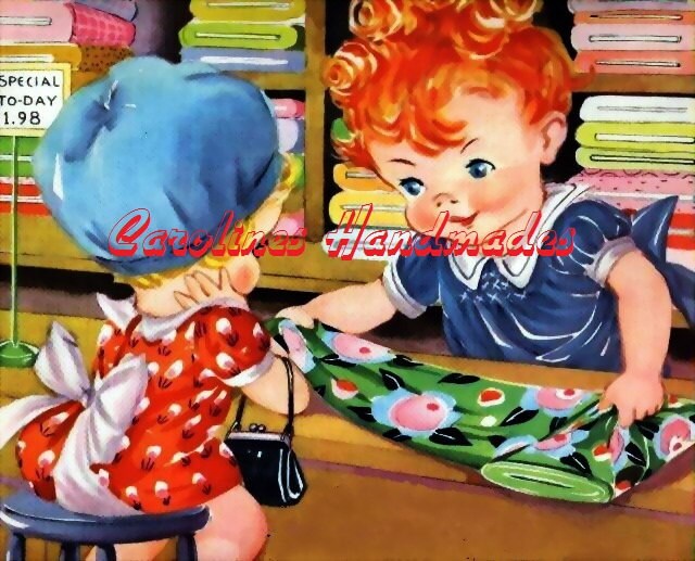 Sewing Cartoon Reproduction Cotton Fabric Art Print 2.25X3" Aoplique