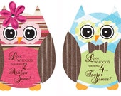 Custom Layered Owl Invitations with Bow or Flower