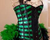 MICHELLE - green black Burlesque Costume corset