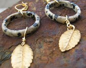 Handmade Jasper and Laurel Leaf Earrings
