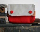 small pouch - slate gray and red