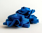 Sapphire Blue Flower Hair Clips (3)  Deep Sea Blue Silk Rosettes, Nautical Wedding Accessory