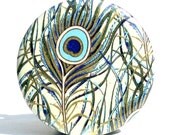 Buy 3 Get The 4th Free- Peacock Feather Pocket Mirror  - with gift bag