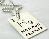 Personalized Periodic Table Element hand stamped sterling silver necklace