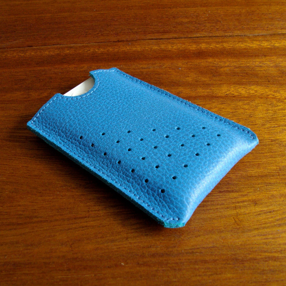 Blue Leather iPhone Case