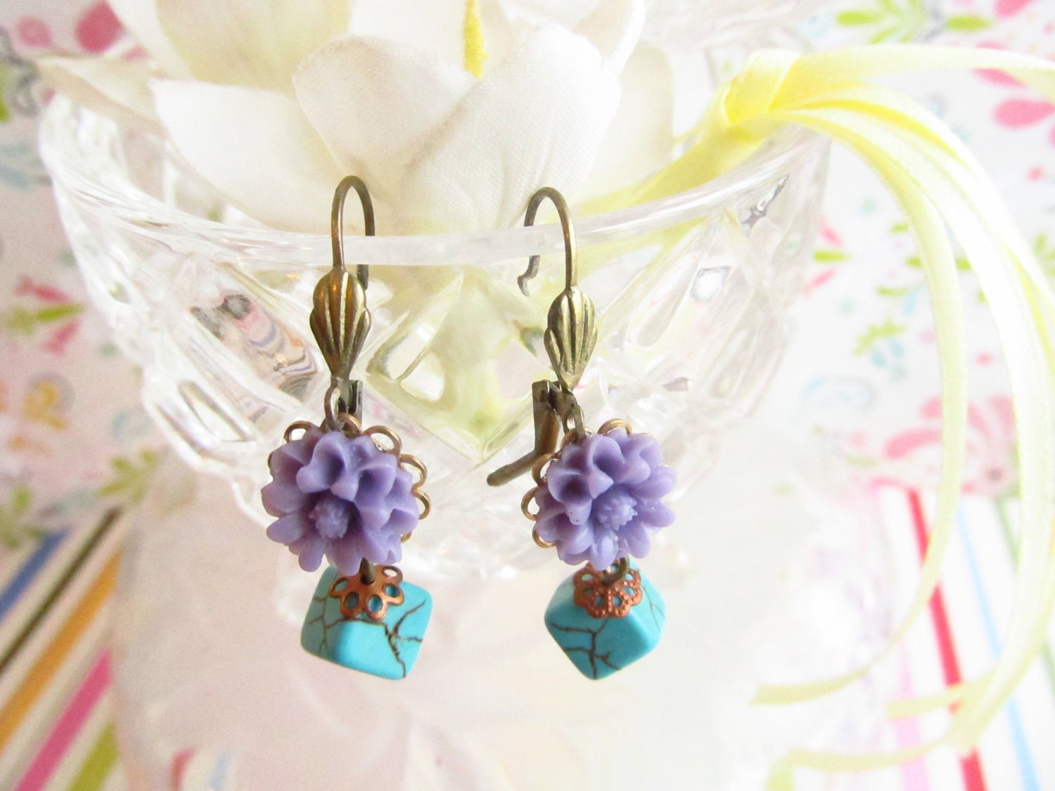 Adorable Lavender & Blue Earrings
