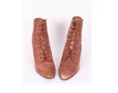 Brown Distressed Leather Ankle Boots 6