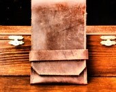 Burgundy Leather iPhone Case and Card Wallet - Rustic Industrial Steampunk