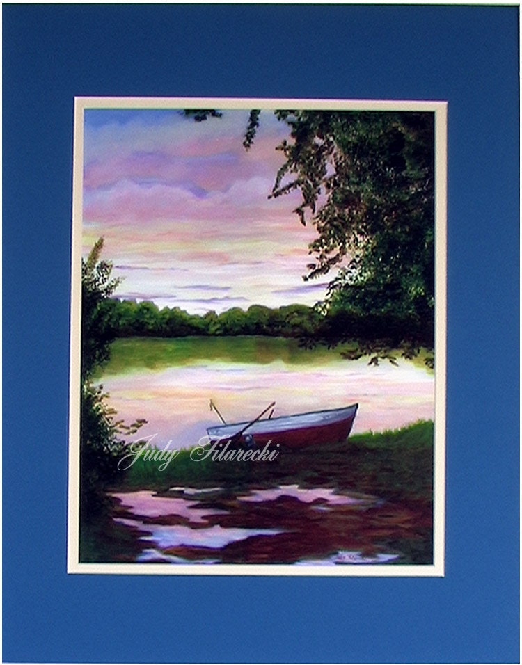 Rowboat Art Print: At Day's End 16 x 20 Mat