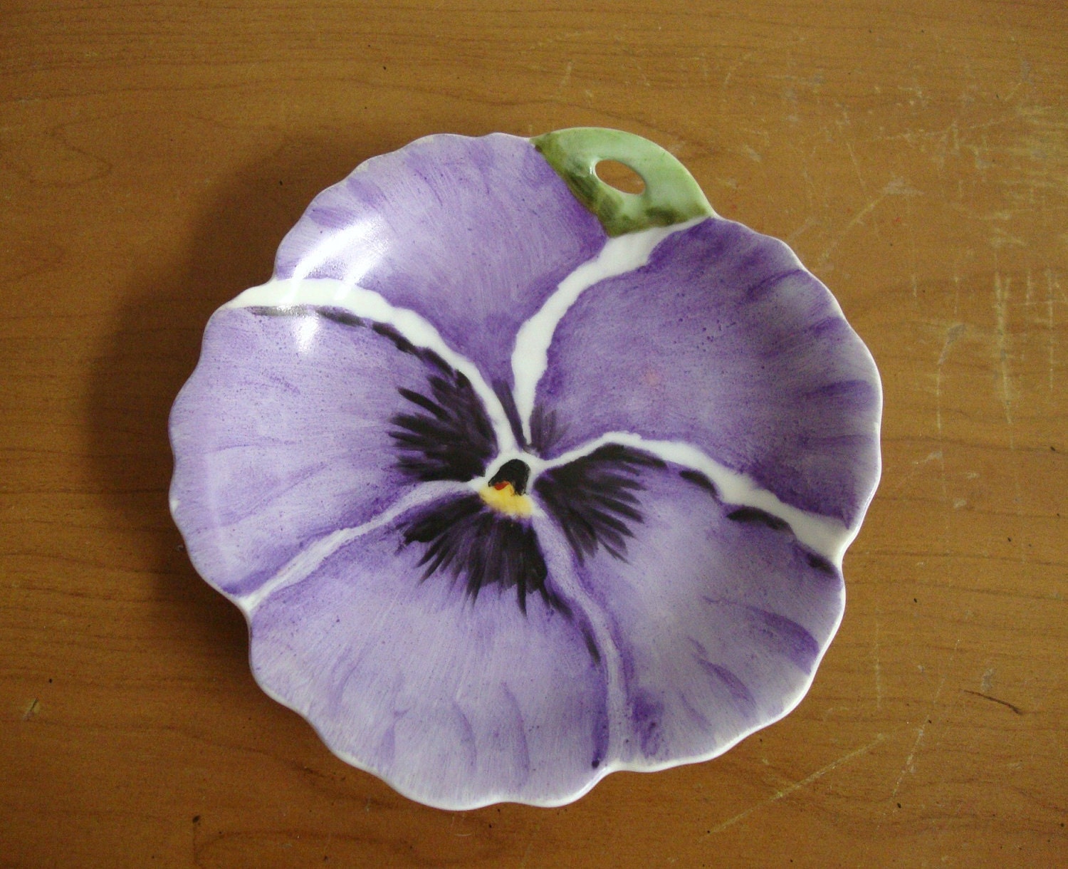 Handpainted Viola Flower Dish