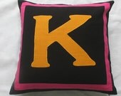 Multicolor custom made monogram pillows -18 inches -choose your own colors