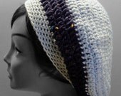Slouchy Beret Hat - Light & Dark Blue - Hand Crocheted and Ready to Ship