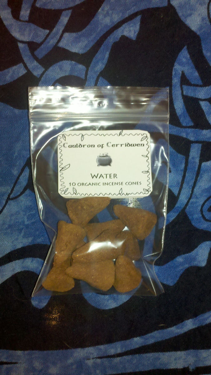 WATER ELEMENTAL INCENSE cones - 10 artisan organic incense cones - clean relaxing scent - for meditation, emotion, shadow, dreams