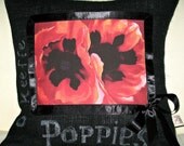 Free US shipping Unique Vintage Designer Black Burlap18x18 Pillow Cover Handprinted Art Reproduction  Georgi O' Keeffe Oriental Poppies 1928