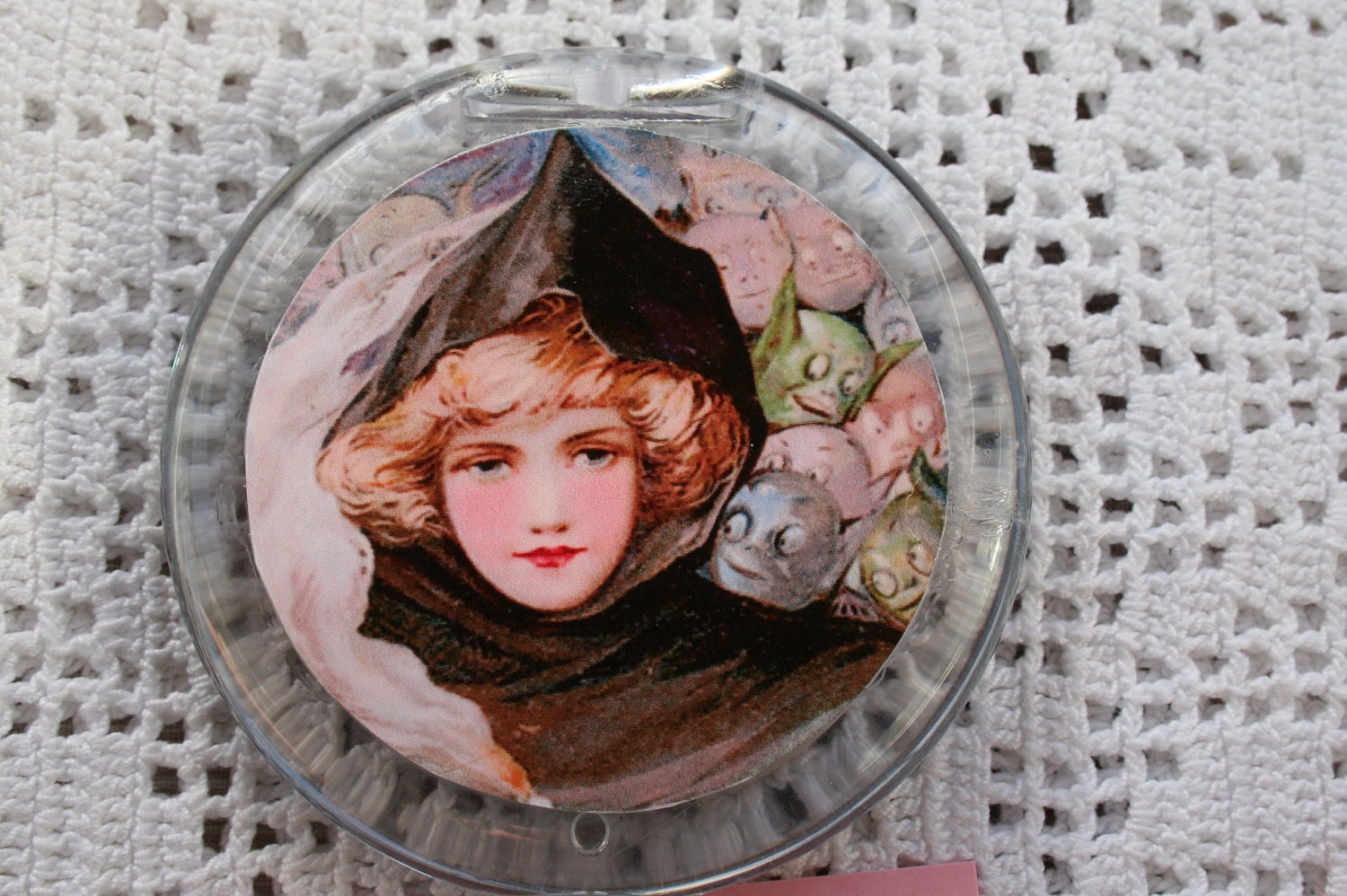 Vintage Halloween Witch Mirror Compact - Witch and Goblins