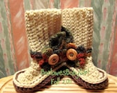 Buggs - Crocheted  Booties w/ Detachable Flower Accents in Autumn Hues