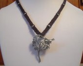 Metal Tree and Bird Hemp Necklace