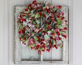 Colorful Christmas Medium Sized Rag Wreath with Riley Blake Fabric