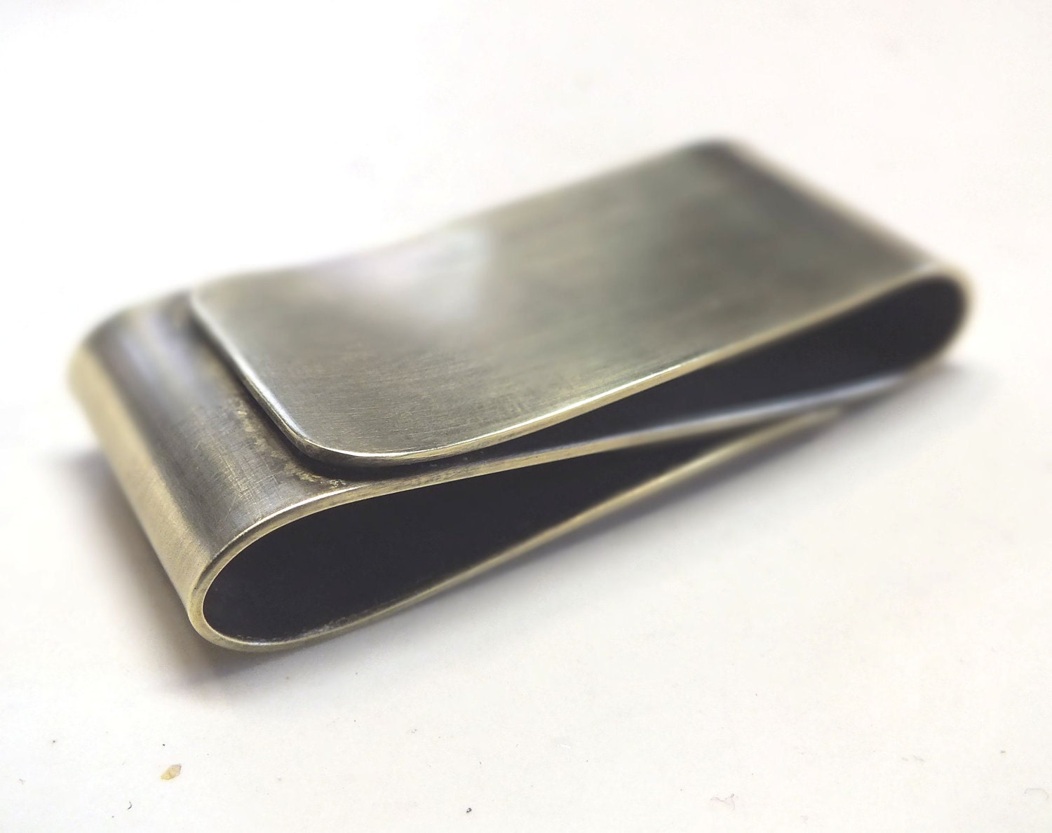 Mens Double Sided Brass Money Clip--- S Shape Antique  Finish with Your Choice of Texture