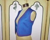 Vintage 1960's Lightweight Wool Vest with Red Trim. Small to Medium. US Shipping Included.