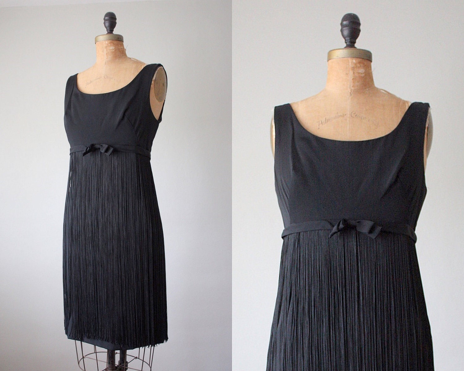 1950's black fringe cocktail dress