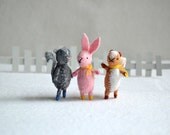 set of 3 mini felt woodland friends
