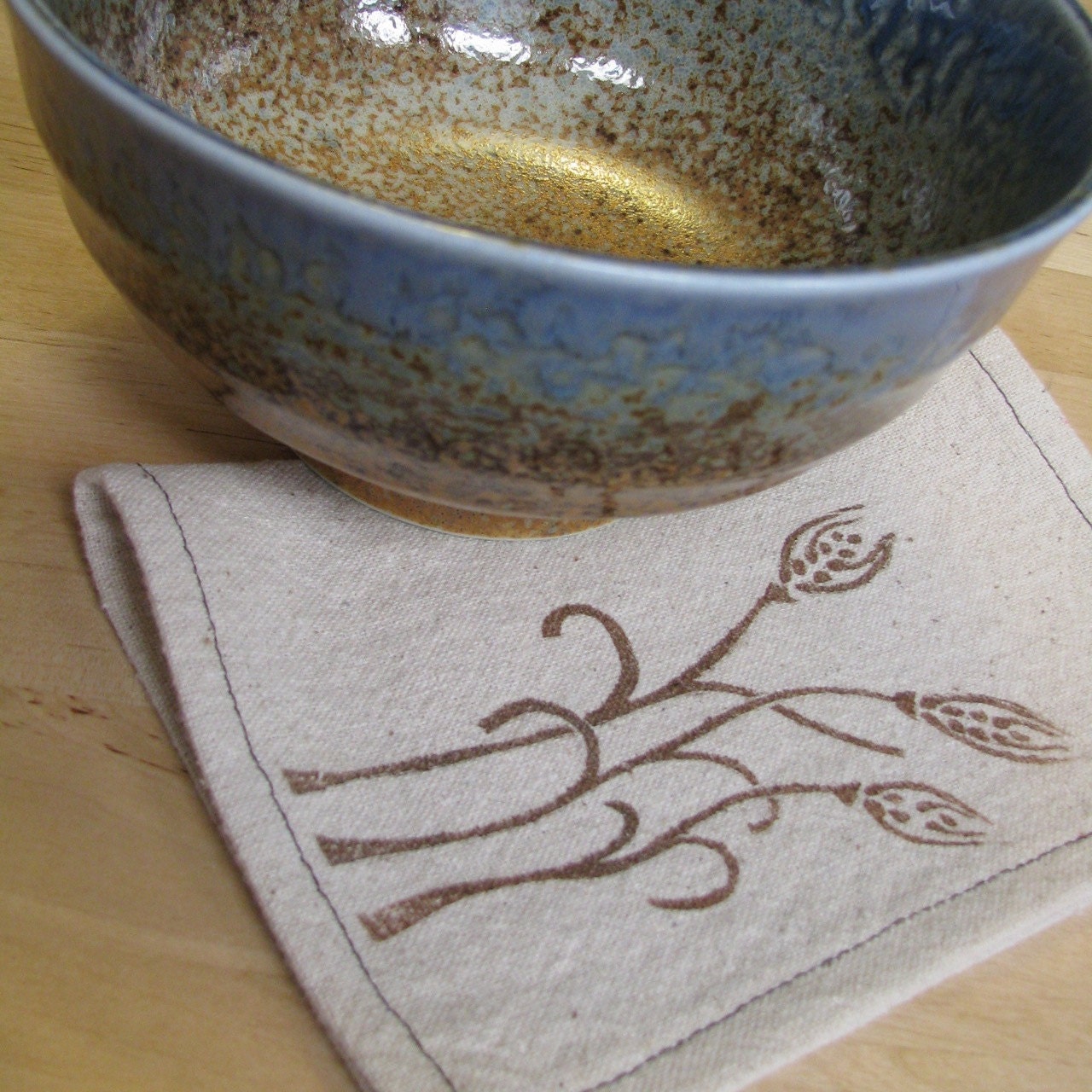 Harvest Wheat Napkins, Hand-Sewn, Hand-Printed (Set of Two)