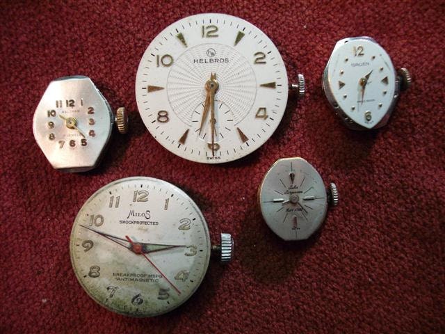Vintage Watch Movements With Dials Attached - Grouping Of Five  - Set 2