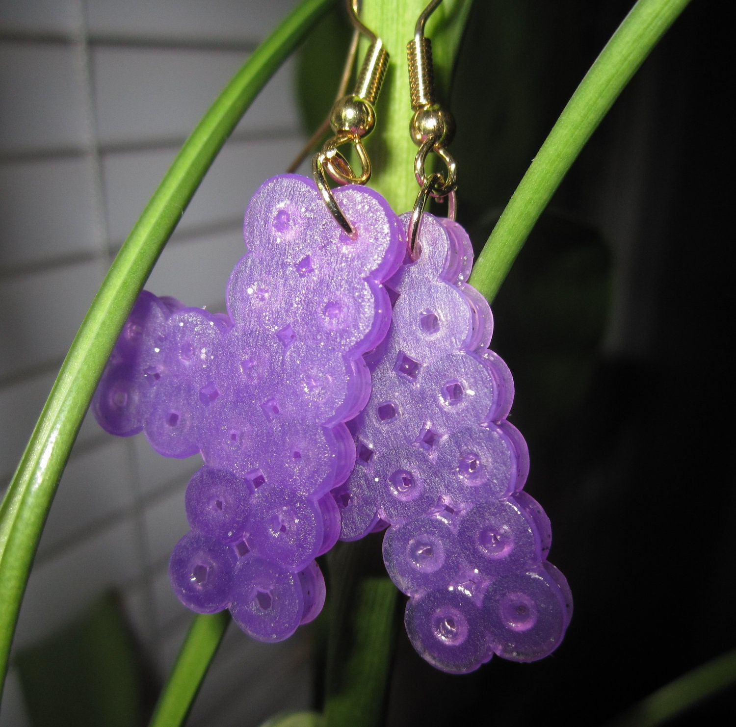 Purple Tetris Piece Earrings