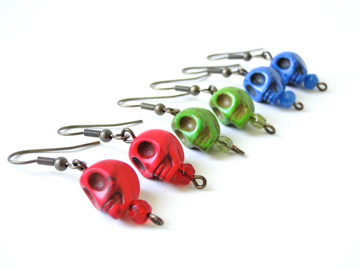 Geekery Earrings Sugar Skulls RGB  You Chose One Pair