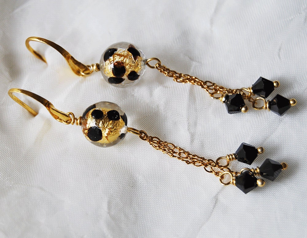 Murano Glass Earrings  Swarovski Dangles