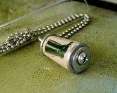 Rainboots Necklace - Upcycled Cork Jewelry in Test Tube by Uncorked - Green Wellies