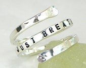 Just Breathe Ring -- hand stamped sterling silver spiral ring --- can be personalized