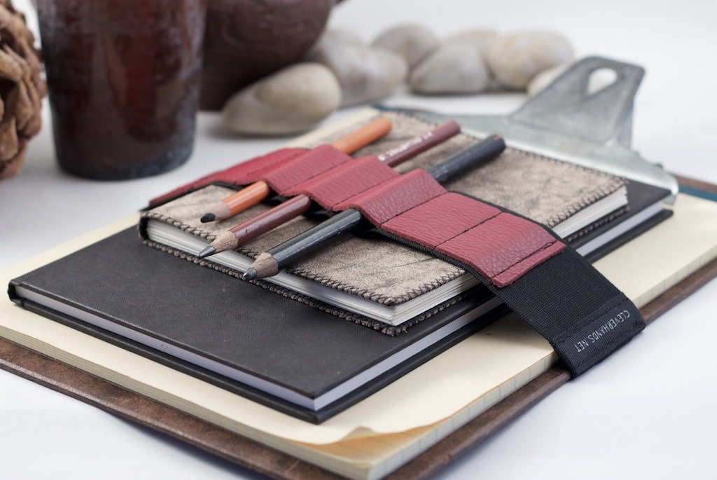 Large Journal Bandolier / Travel light, Draw often / Red leather