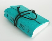 Leather Journal, Embossed Turquoise, Hand-Bound 4.5 x 6 Journal by The Orange Windmill on Etsy