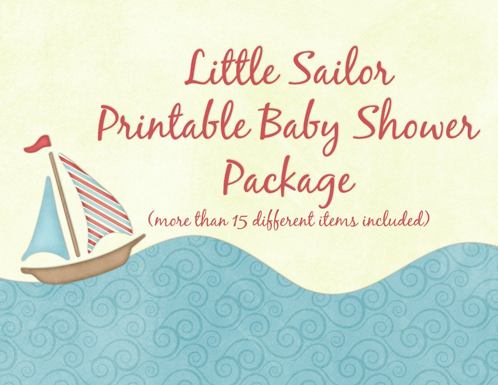 Nautical Baby Shower Party Package Complete Collection --  Digital Printable without Personalization