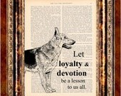 GERMAN SHEPHERD Dog Inspirational Vintage Art Print Antique 1800's Book Page or Dictionary Page Upcycled Recycled