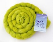 Hand Dyed Romney Wool Top--Laura's Green