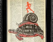 Blessings of Running - ORIGINAL ARTWORK hand painted art print on 8x10 Vintage Dictionary page, Dictionary art, Dictionary print, wall art