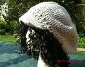 Hand Crocheted Hat - The Newsboy Slouch in Gray - Crochet Slouch Hat