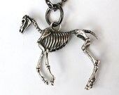 Horse Skeleton Pendant Necklace in Sterling Silver