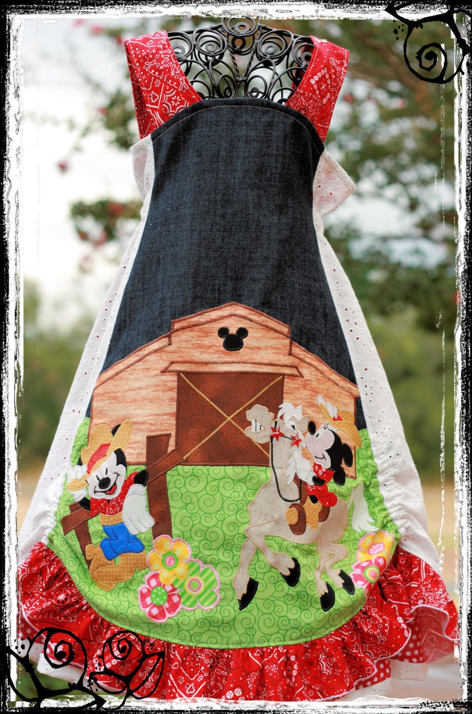 Western Minnie/Mickey Euro Feliz Dress Custom 2 thru girls 10
