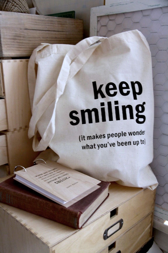 Cotton tote bag - Quote Tote - Keep smiling