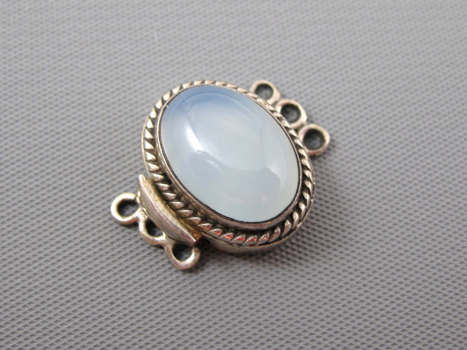 Vintage Sterling Blue Chalcedony Slide In Clasp for Necklace/Bracelet