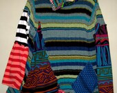Upcycled Blue Green Funky multi stripe