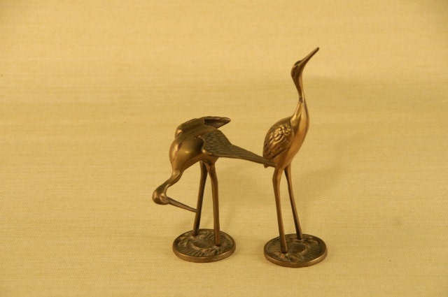 Pair of Brass Cranes