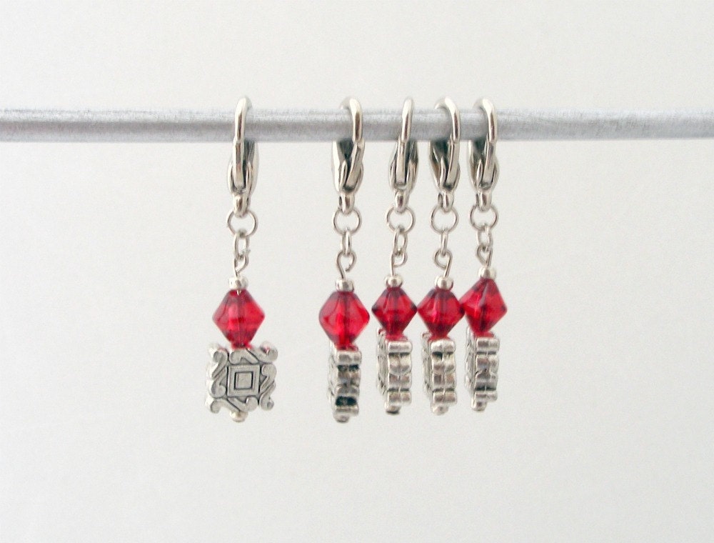 Red Abstract Stitchmarkers
