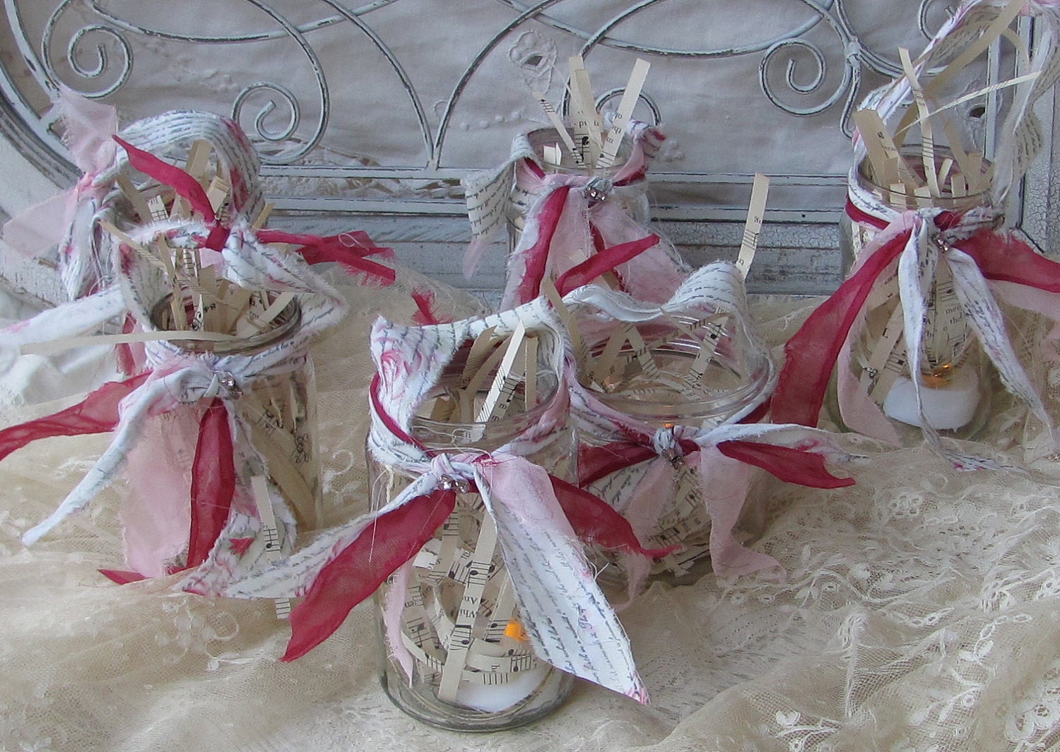 Lantern Up cycled Glass Jar Wedding Or Party Decoration Set of 6 by My Broken Art on Etsy