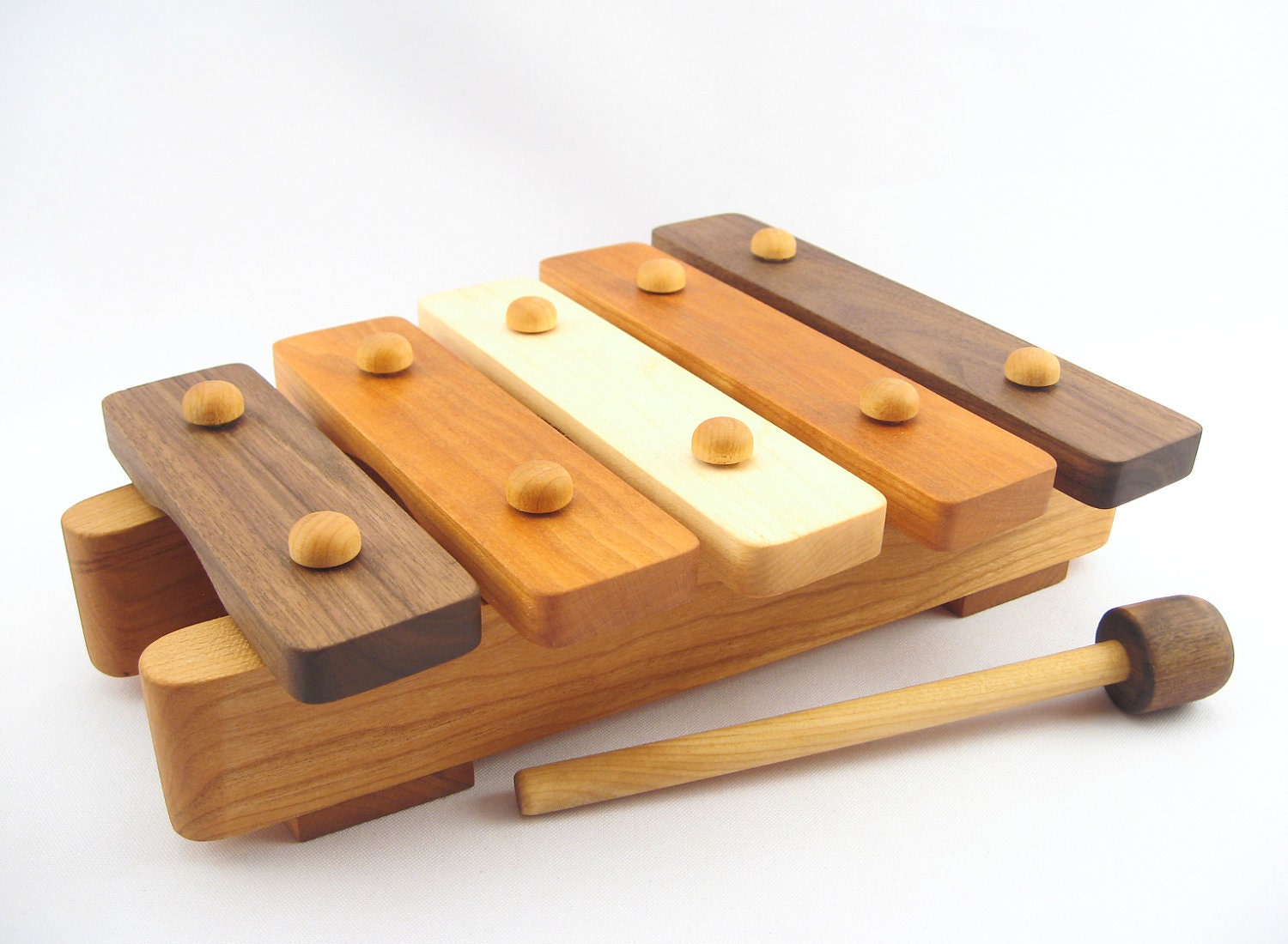 wooden xylophone toy - natural handmade play music for montessori baby, children - eco-friendly with organic finish